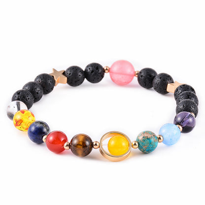 Pulsera con dijes de galaxia del universo Pulseras con cuentas de ocho planetas Pulseras con estrellas guardianas del sistema solar