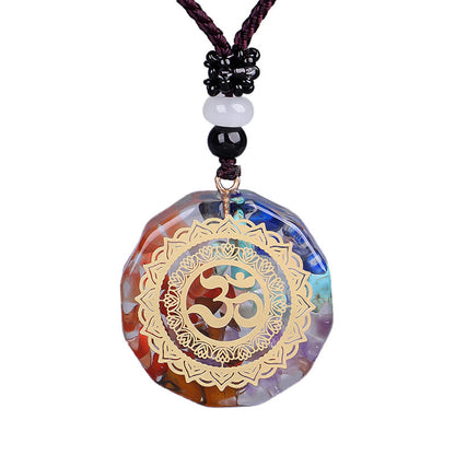 Orgonite Pendant Om Symbol Necklace Chakra Healing Energy Necklace Meditation Jewelry