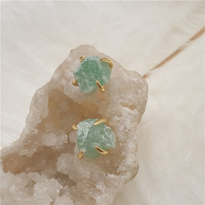 Pendientes minimalistas de piedras preciosas naturales, joyas de cuarzo, pendientes de botón de cristal