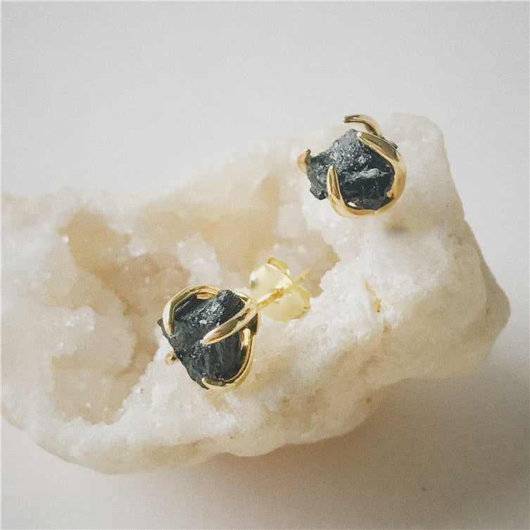 Minimalist natural gemstone earring quartz jewelry crystal stud earrings