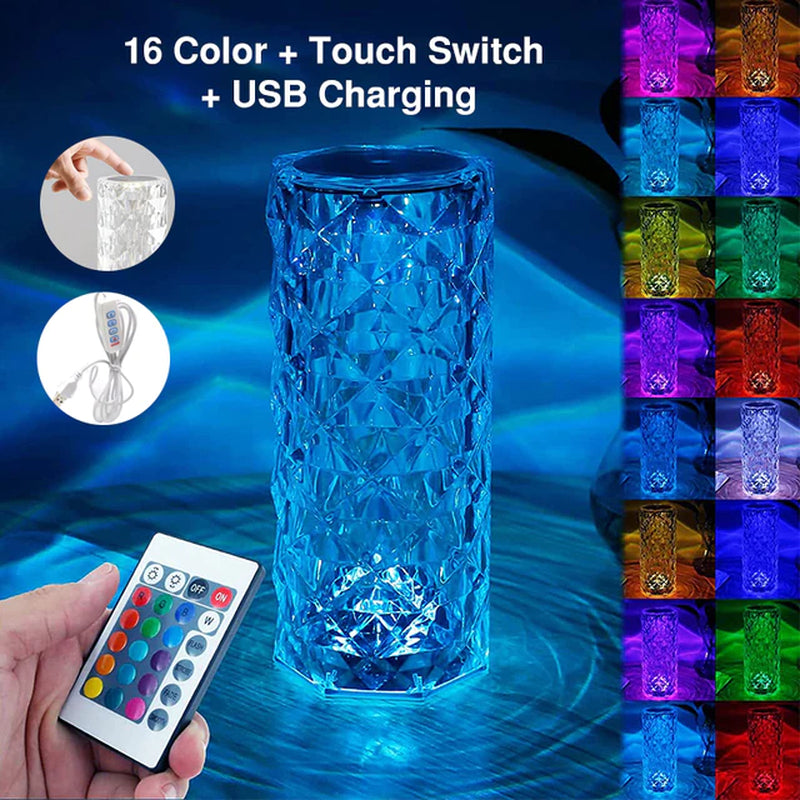 Colorful Romantic Atmosphere Rechargeable Decorative Lamp Remote Touch Control USB Crystal Lamp