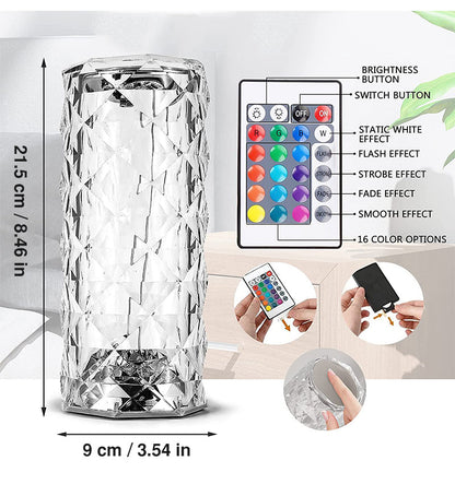 Colorful Romantic Atmosphere Rechargeable Decorative Lamp Remote Touch Control USB Crystal Lamp