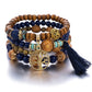 Bohemian style multi-layer wood beaded bracelet