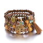 Bohemian style multi-layer wood beaded bracelet