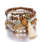 Bohemian style multi-layer wood beaded bracelet