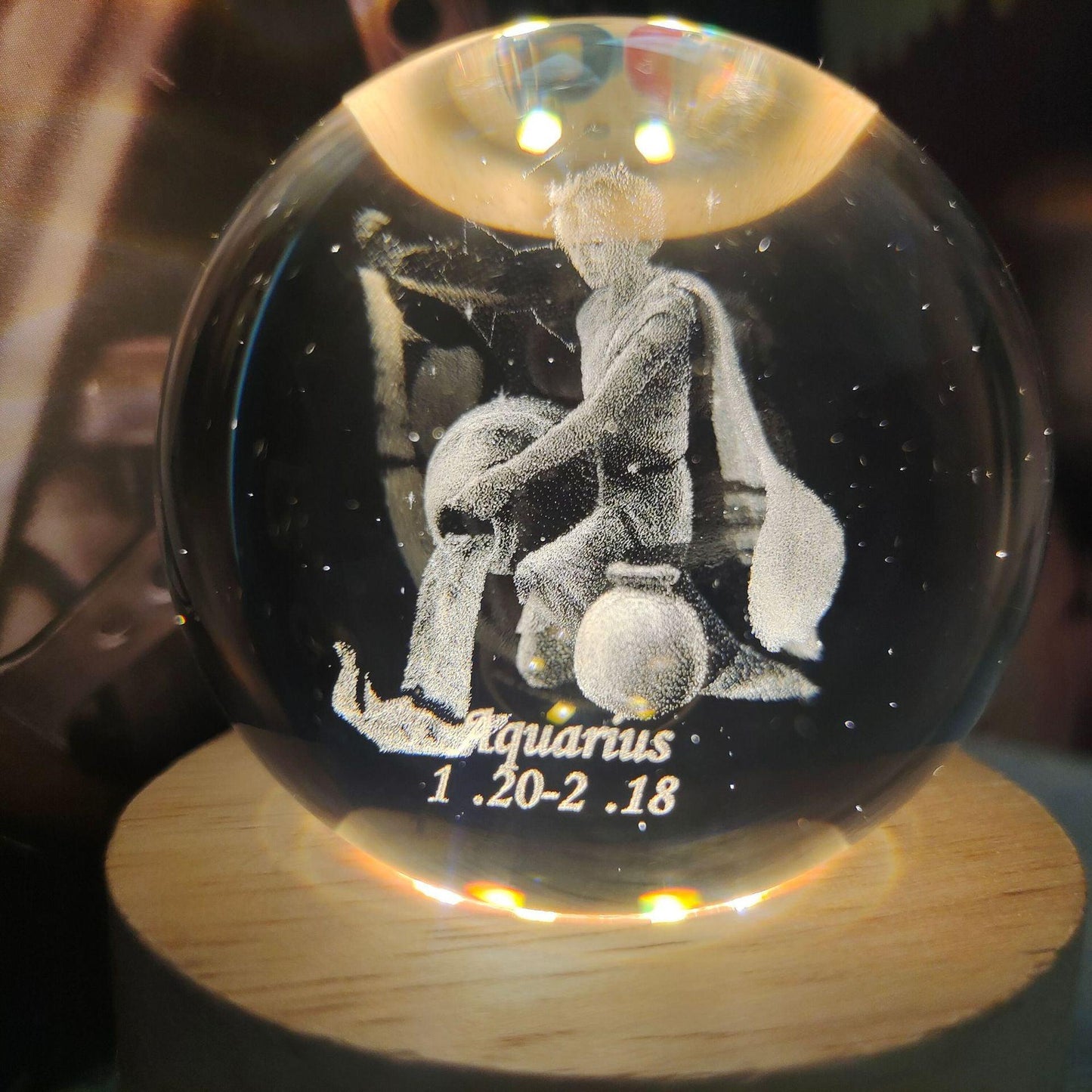 3D Laser Engraving 12 Constellations Crystal Ball