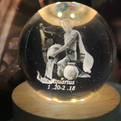 3D Laser Engraving 12 Constellations Crystal Ball