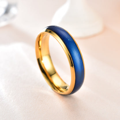 Stainless Steel Temperature Mood  Rainbow Ring Temperature Color Change Ring