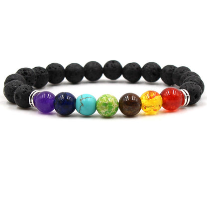 Pulsera de piedra de lava energética de 7 chakras 