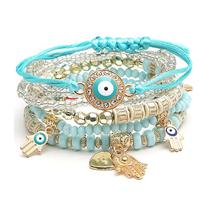 Boho Evil Eye Beaded Stack Bracelets Sets