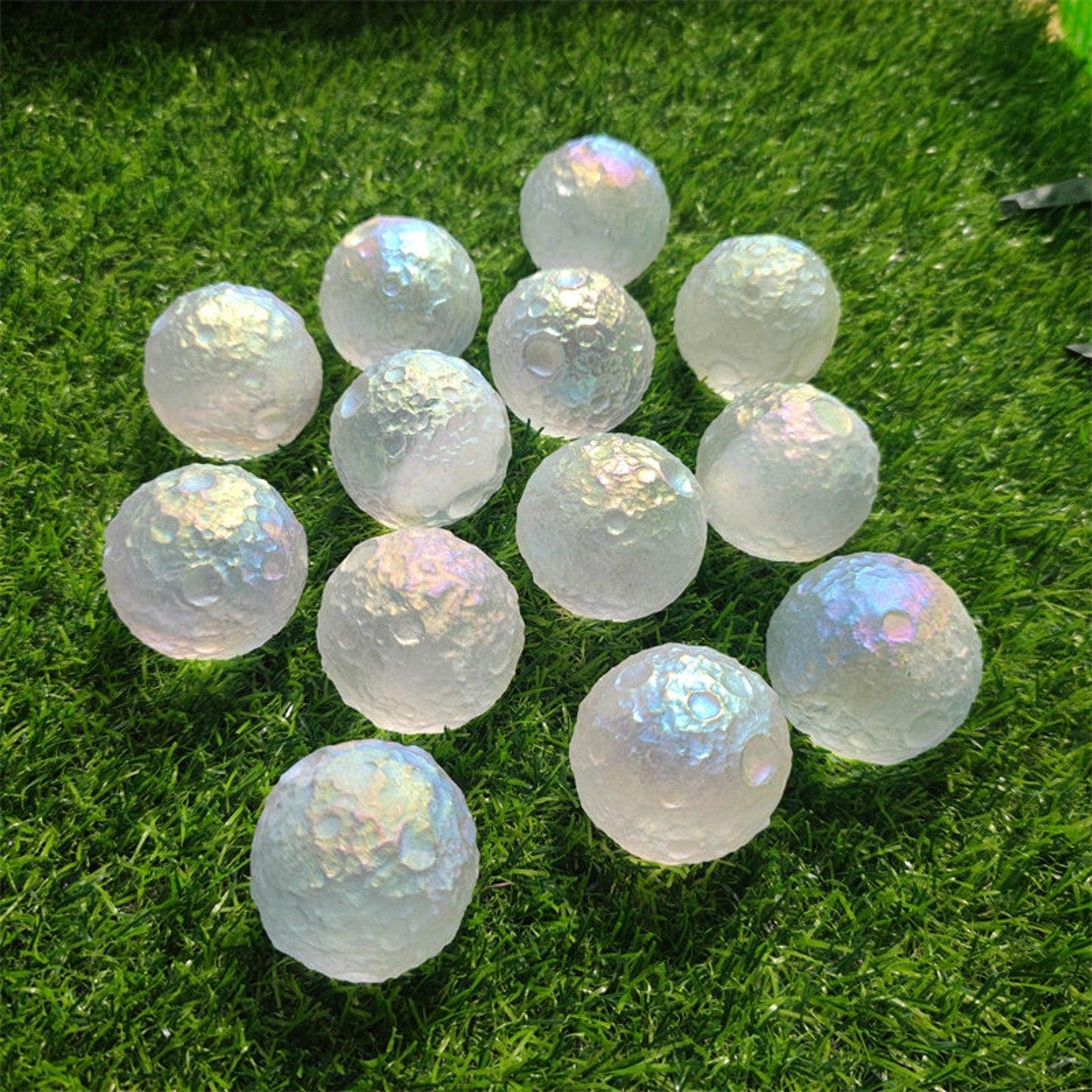 Angel Aura Quartz Moon Sphere Crystal Moon Mineral Samples Crystal Carving Moon Crystal Home Decor