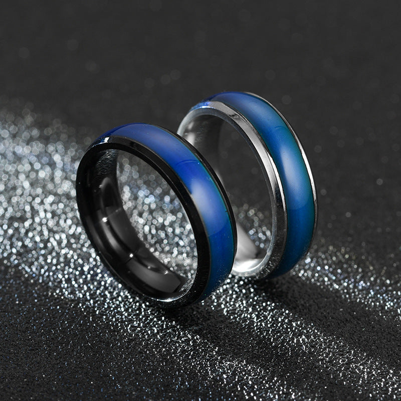 Stainless Steel Temperature Mood  Rainbow Ring Temperature Color Change Ring