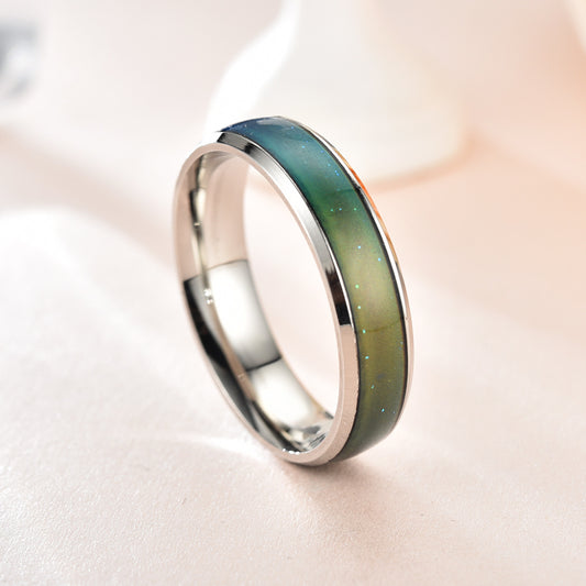 Stainless Steel Temperature Mood  Rainbow Ring Temperature Color Change Ring