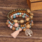 Bohemian style multi-layer wood beaded bracelet