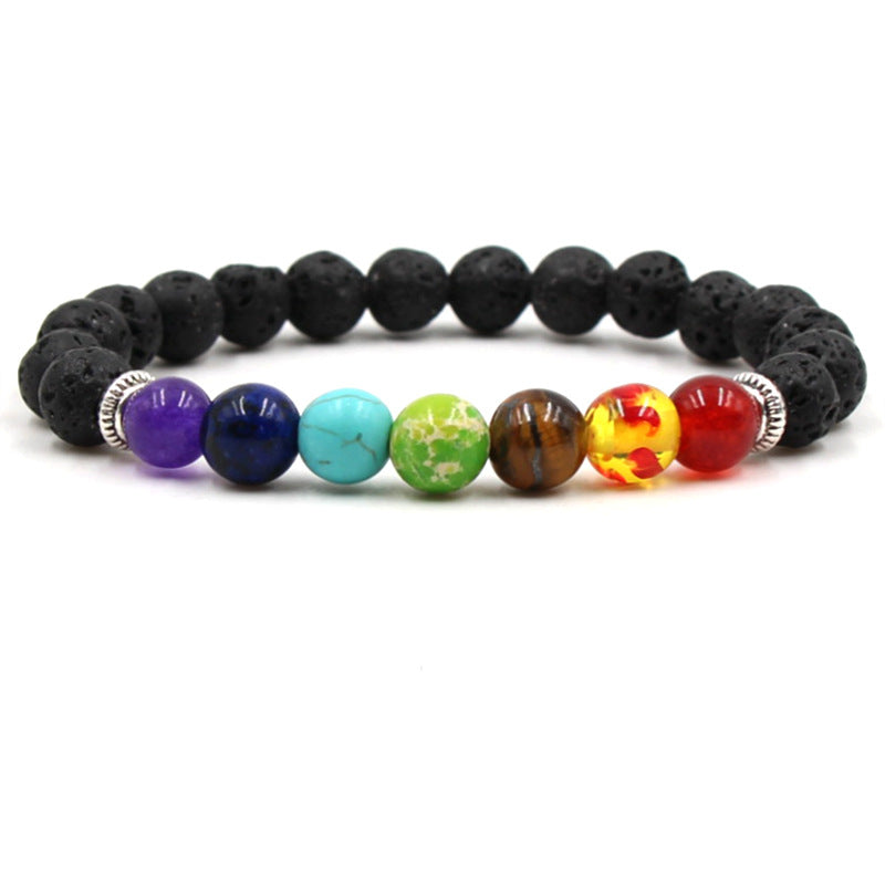 Pulsera de piedra de lava energética de 7 chakras 