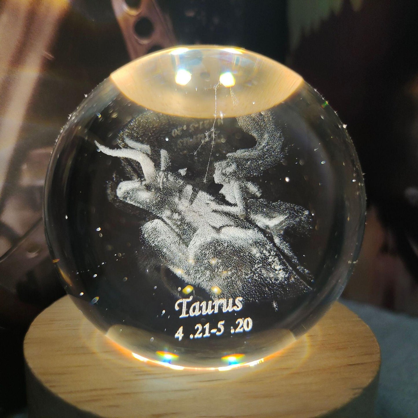 3D Laser Engraving 12 Constellations Crystal Ball