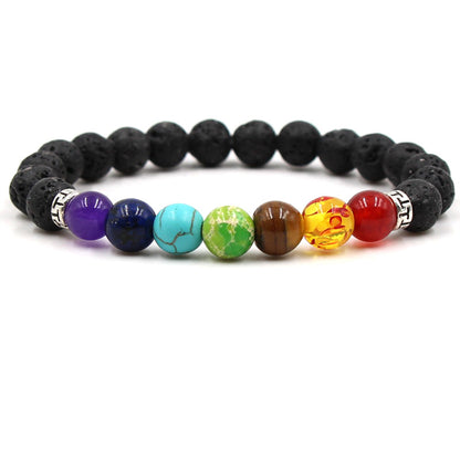 Pulsera de piedra de lava energética de 7 chakras 