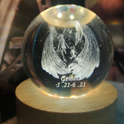 3D Laser Engraving 12 Constellations Crystal Ball