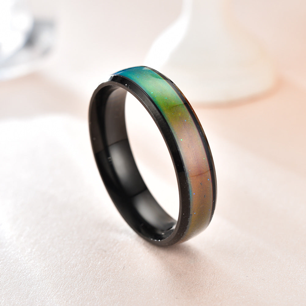 Stainless Steel Temperature Mood  Rainbow Ring Temperature Color Change Ring