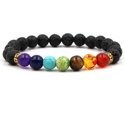 Energy Lava Stone 7 Chakra Bracelet