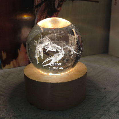 3D Laser Engraving 12 Constellations Crystal Ball