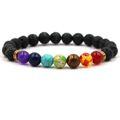 Pulsera de piedra de lava energética de 7 chakras 