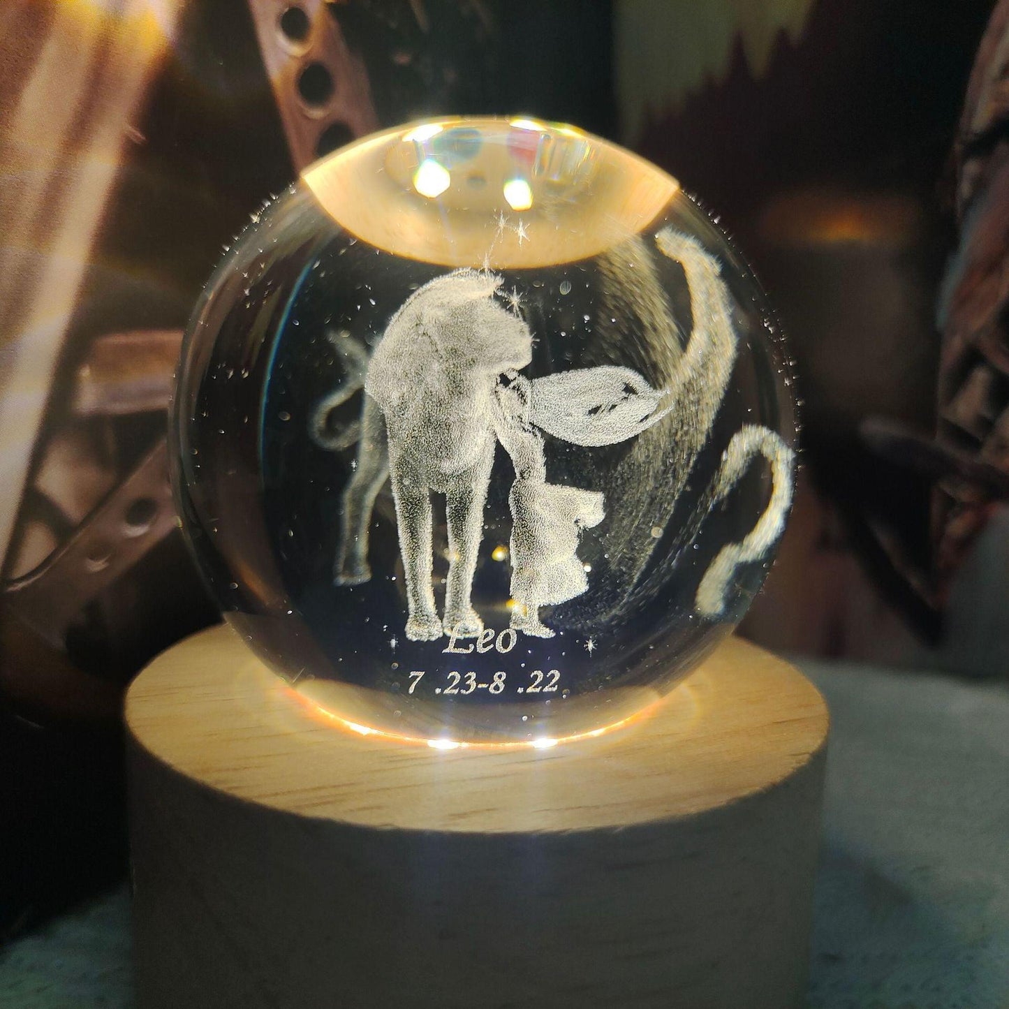 3D Laser Engraving 12 Constellations Crystal Ball