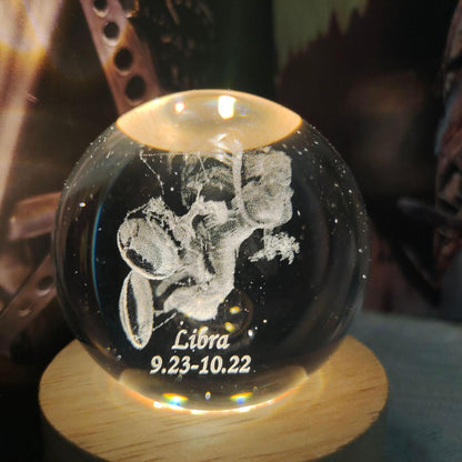 3D Laser Engraving 12 Constellations Crystal Ball