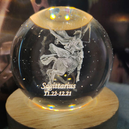 3D Laser Engraving 12 Constellations Crystal Ball