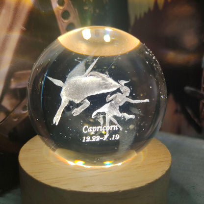 3D Laser Engraving 12 Constellations Crystal Ball