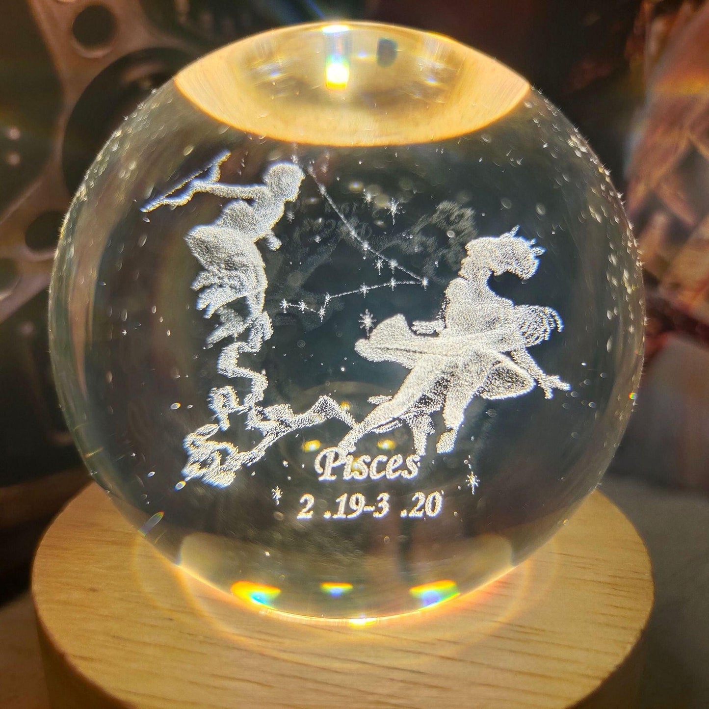 3D Laser Engraving 12 Constellations Crystal Ball