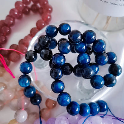 Blue Tiger Eyes Loose Round Beads For Jewelry Making