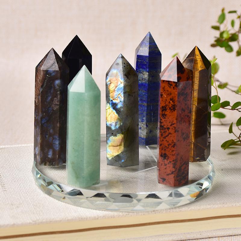 1 juego de piedras curativas de chakras con punta de cristal natural con placa de siete estrellas