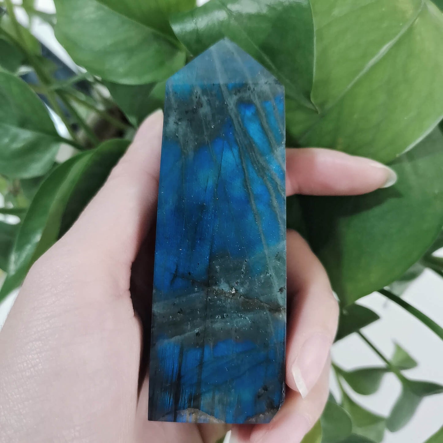 Natural Blue Flash Labradorite Square Point