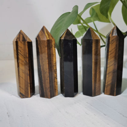 Natural Yellow Tiger Eye Point Tower Healing Crystal and Stones