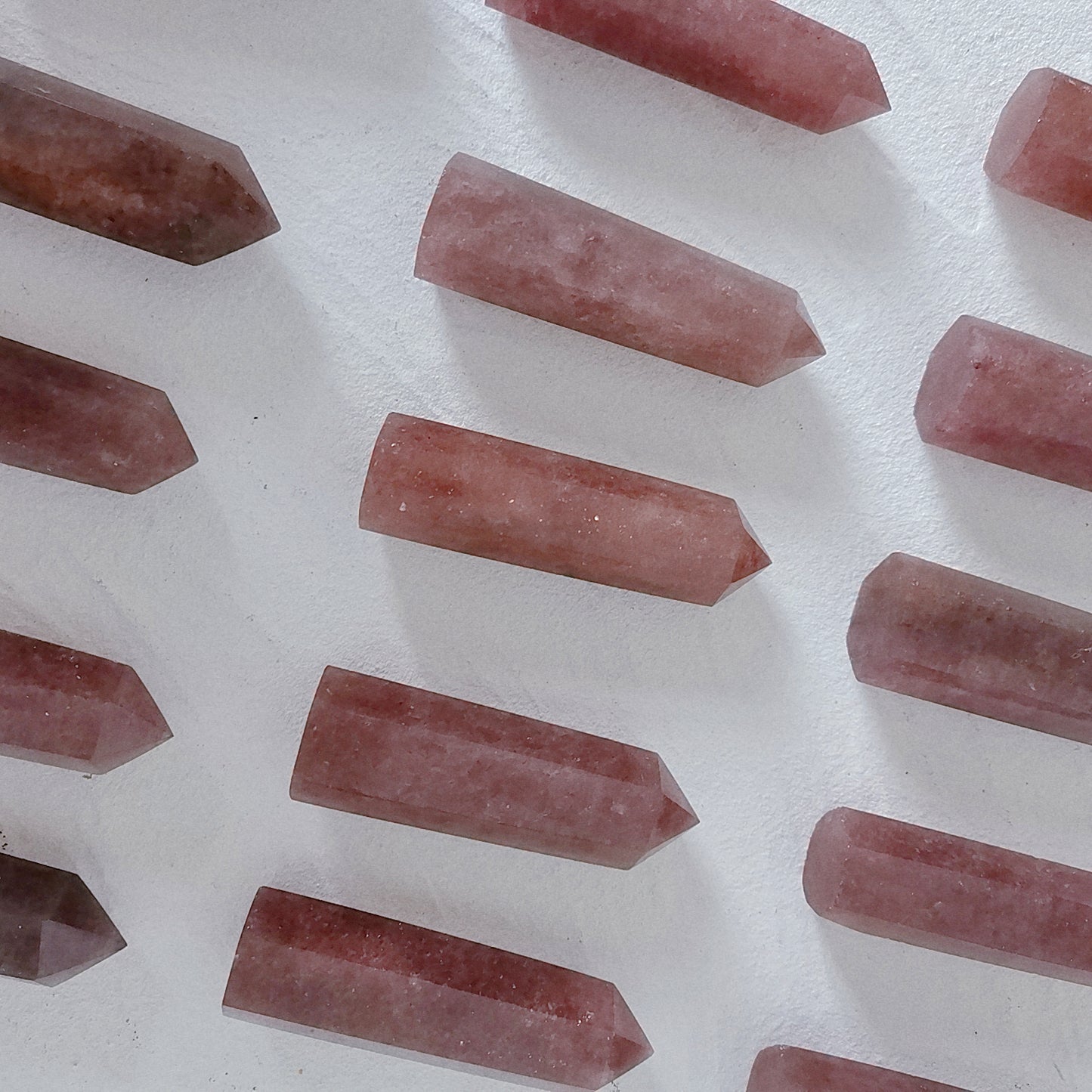 Natural Red Strawberry Quartz Crystal Point Tower Healing Crystal and Stones