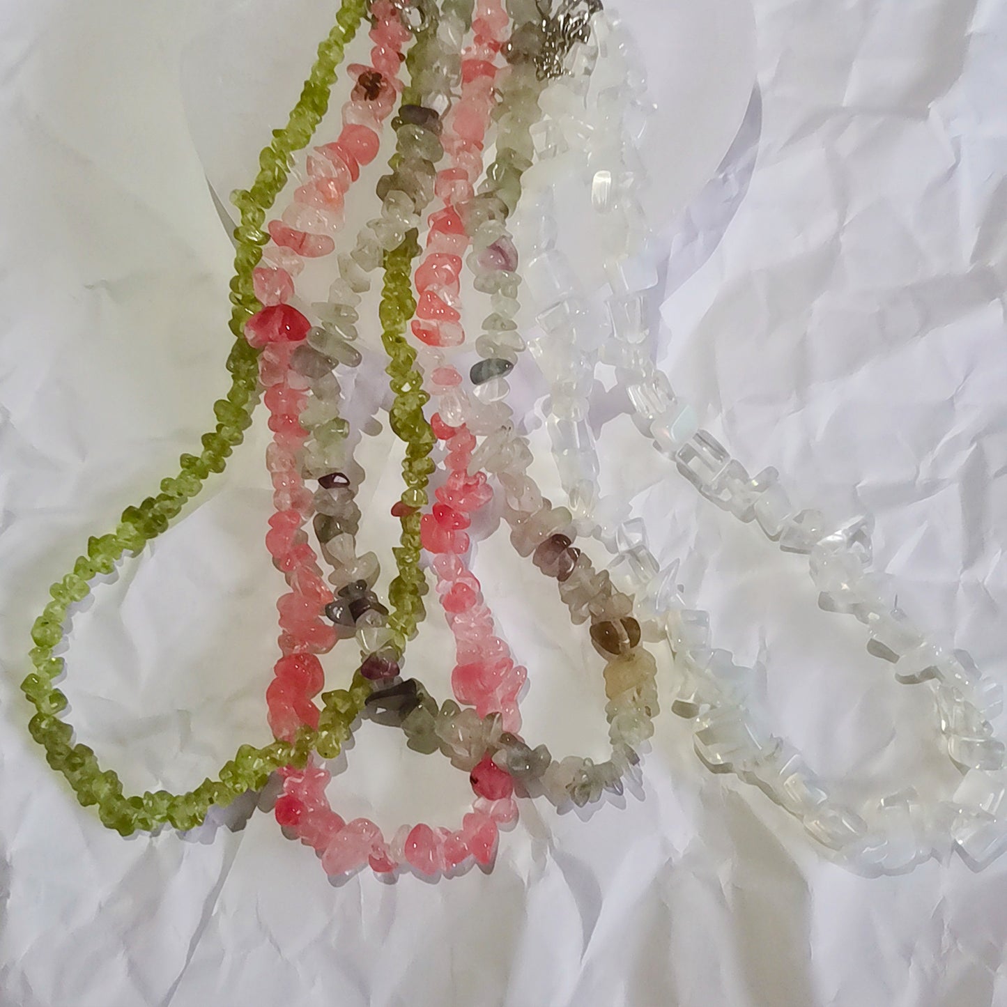 Boho Stone Beaded Chips Necklace Chakra Crystal Necklace Adjusatble Jewelry