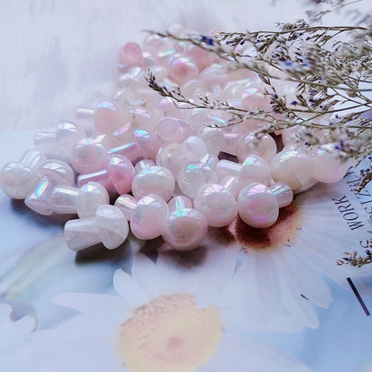 Angel Aura Rose Quartz Mushroom Aura Gemstone Mushroom Decoration