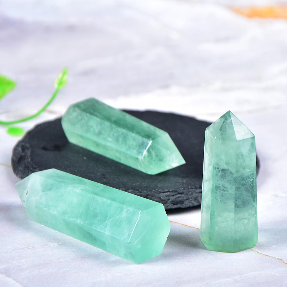 Natural Crystal Green Fluorite Quartz Point