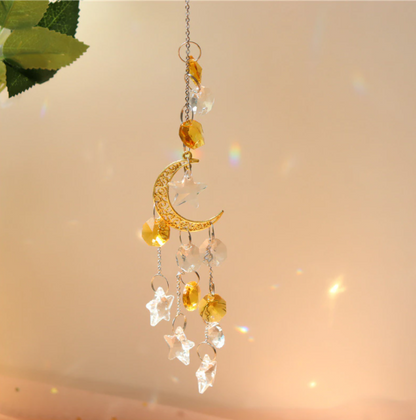 Star Moon Suncatcher ,Hanging Window Crystal Prism