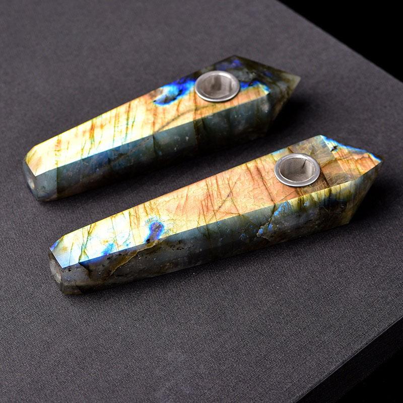 Natural Labradorite Crystal Pipe