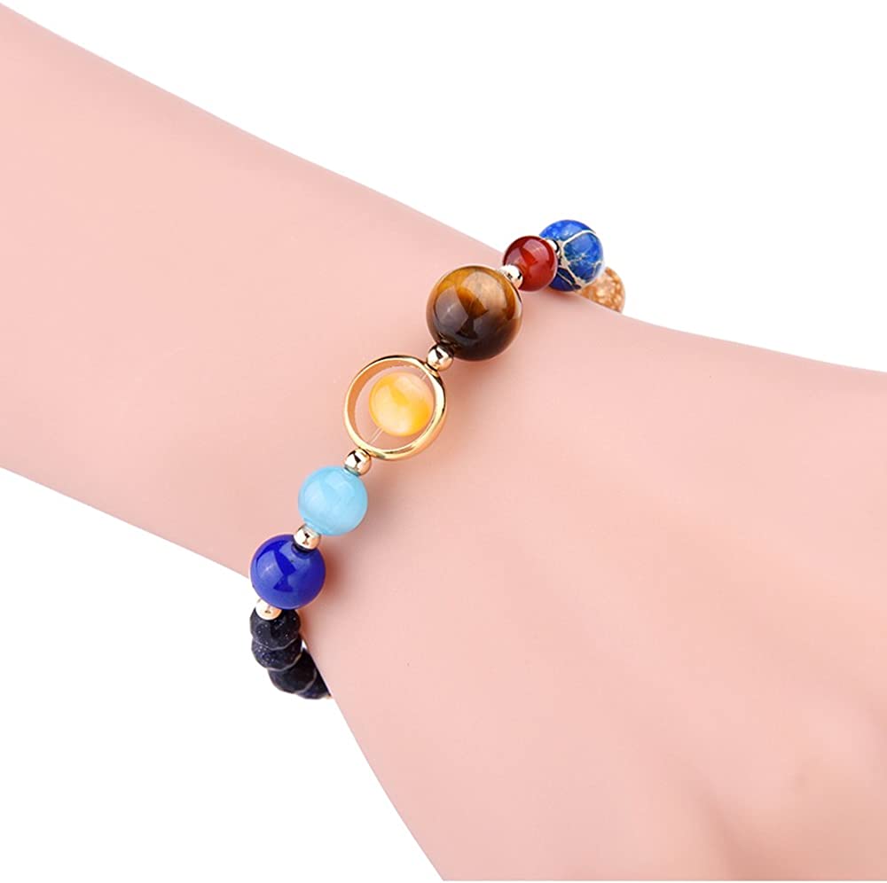 Pulsera con dijes de galaxia del universo Pulseras con cuentas de ocho planetas Pulseras con estrellas guardianas del sistema solar