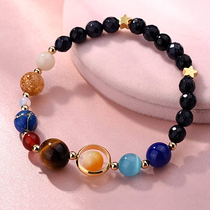 Pulsera con dijes de galaxia del universo Pulseras con cuentas de ocho planetas Pulseras con estrellas guardianas del sistema solar