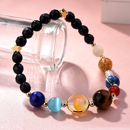 Pulsera con dijes de galaxia del universo Pulseras con cuentas de ocho planetas Pulseras con estrellas guardianas del sistema solar