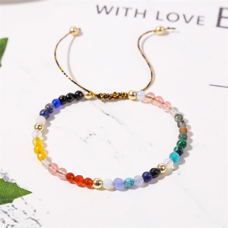 Pulsera de cuentas de cristal curativo para chakras, joyería creativa bohemia tejida a mano