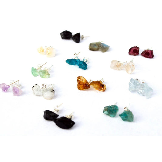 Minimalist natural gemstone earring quartz jewelry crystal stud earrings