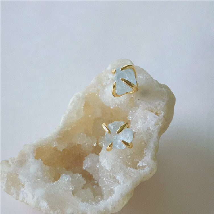 Pendientes minimalistas de piedras preciosas naturales, joyas de cuarzo, pendientes de botón de cristal