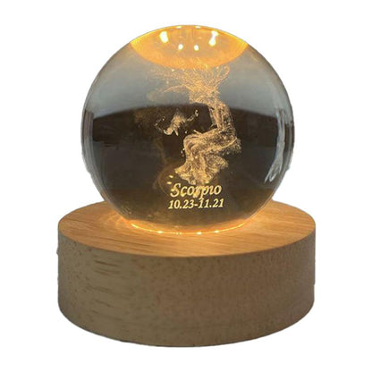 3D Laser Engraving 12 Constellations Crystal Ball