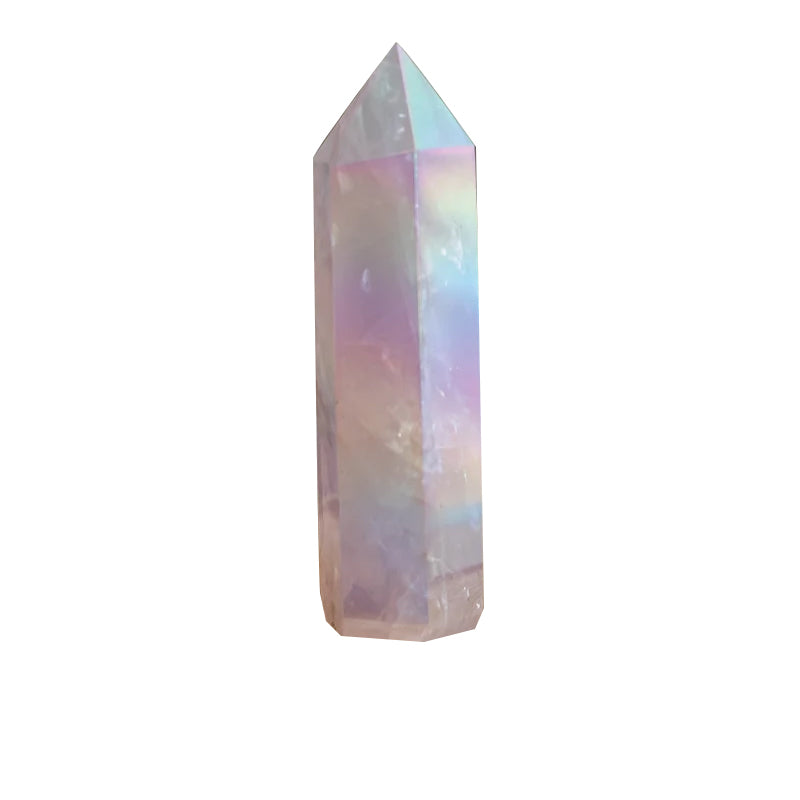 Natural Pink Tower Angel Aura Rose Quartz Crystal Wand Point Healing Stone For Sale