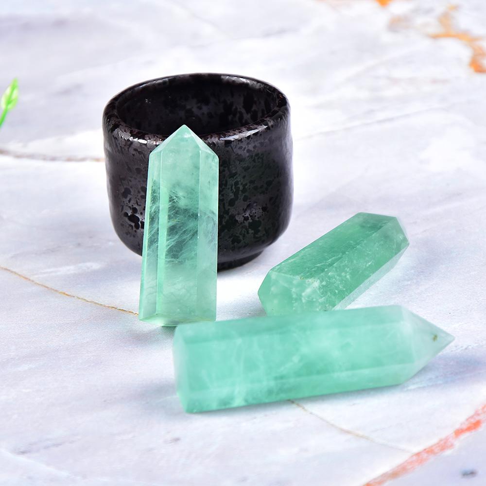 Natural Crystal Green Fluorite Quartz Point